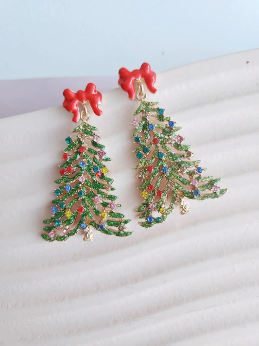 Bejewelled Christmas Trees Stud Earrings