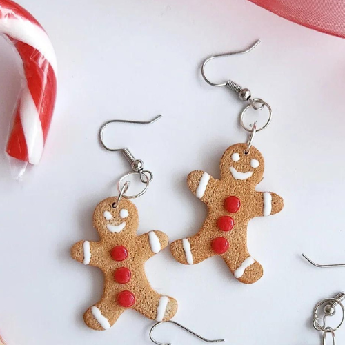 Gingerbread Men Silver Plated Hook Earrings