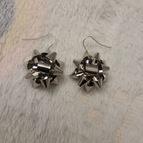 Silver Tied with a Bow Silver Plated Hook Earrings