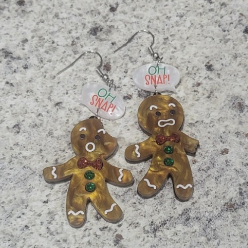 Oh Snap! Gingerbread Men Silver Hook Earrings