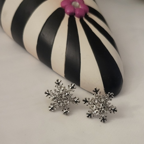 Snow Flakes Silver Plated Stud Earrings