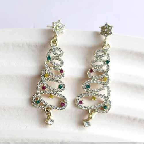 Chic Christmas Trees Stud Gold Plated Earrings