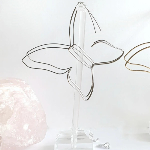 Wire Butterfly Silver Earrings